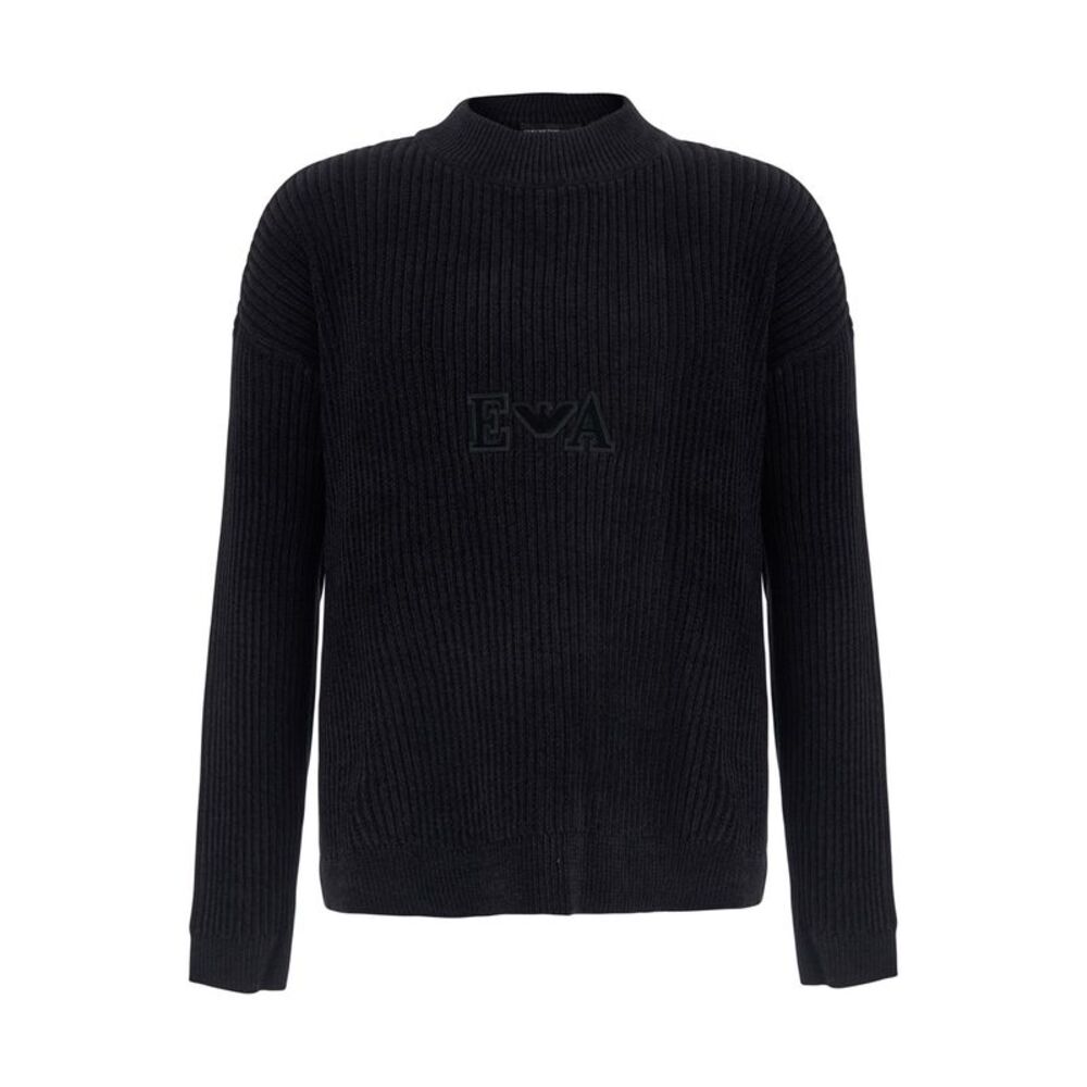 Emporio Armani Men Tech Fabric Black Long Sleeve Turtleneck For Men